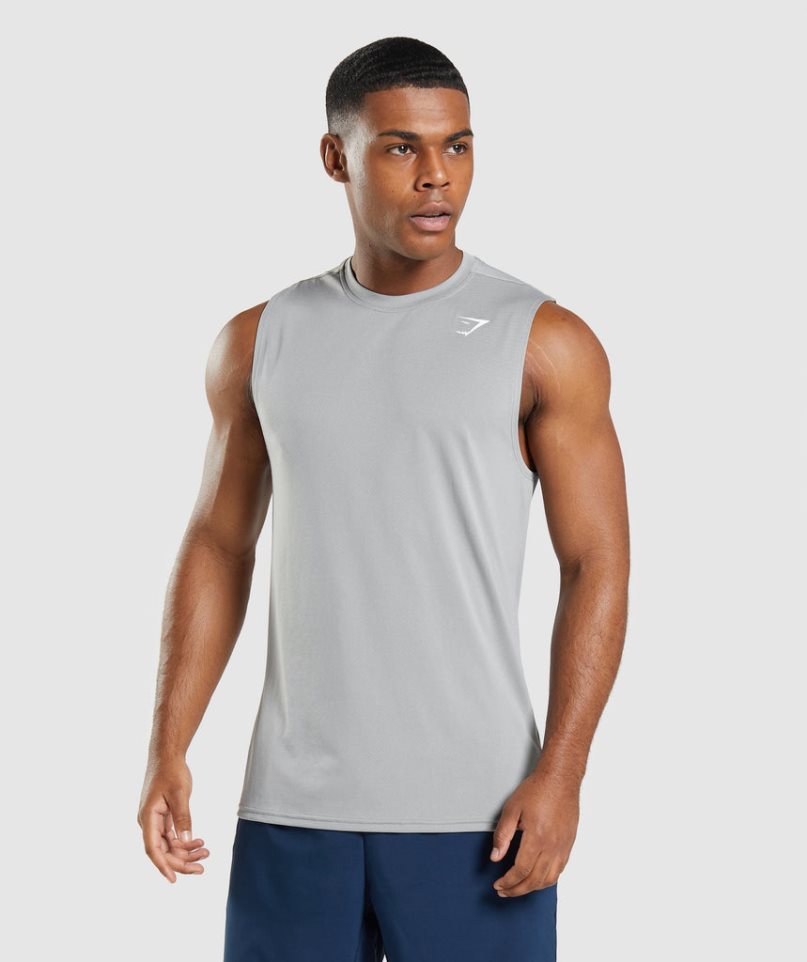 Men\'s Gymshark Arrival Sleeveless Tanks Grey | NZ 3CUTWS